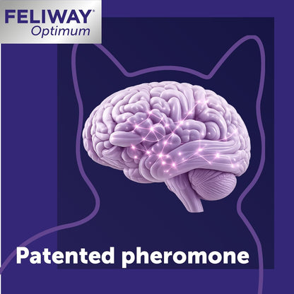 FELIWAY Optimum Cat Calming Pheromone Diffuser Kit | Advanced Support to Help Reduce Urine Spraying, Scratching, Fighting & Hiding Due to Stress. 30-Day Diffuser Supply