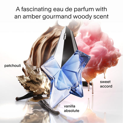 Mugler - Angel - Eau de Parfum - Womens Perfume Refill Bundle - Ambery & Woody - With Bergamot, Praline, and Patchouli - 1.6 Fl Oz Refillable Perfume & 3.3 Fl Oz Refill