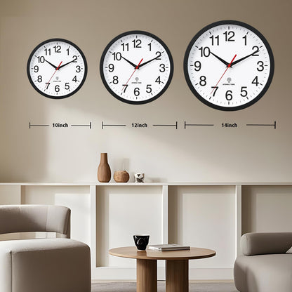 Rohioue Wall Clock Modern 8 Inch Battery Operated Silent Non Ticking Small Analog Clock for Living Room Office Home Bedroom Kitchen Bathroom(Black)