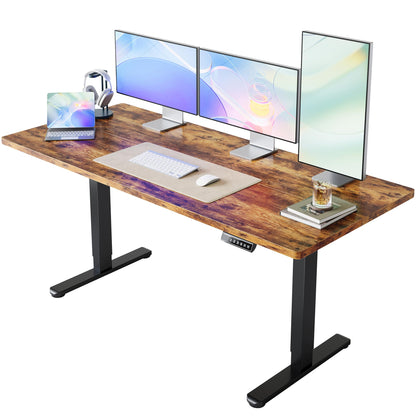 HUANUO 32" Small Electric Standing Desk Adjustable Height, 4 Memory Height Settings, Sit Stand Up Desk for Home Office & Computer Workstation, LightWalnut
