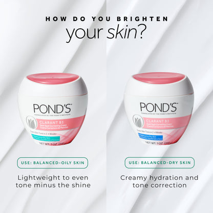 POND’S Clarant B3 Dark Spot Correcting Cream – Daily Moisturizer for Dry Skin – Moisturizing Face Cream with Vitamins B3 & C – Dermatologist Tested, 7 oz, 2 Pack