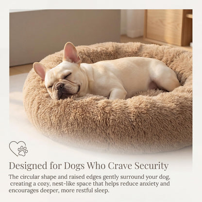 Small Calming Dogs Bed for Small Dogs Anti-Anxiety Machine Washable Fluffy Luxury Anti-Slip Waterproof Mute Base Warming Cozy Soft Pet Puppy Round Bed