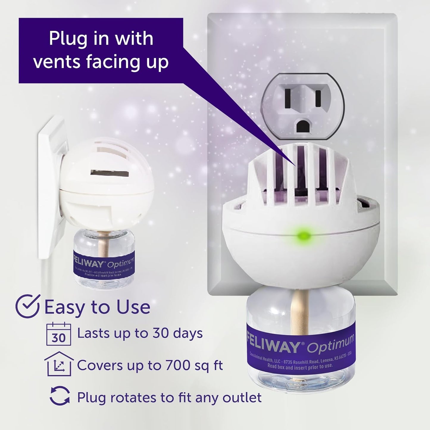 FELIWAY Optimum Cat Calming Pheromone Diffuser Kit | Advanced Support to Help Reduce Urine Spraying, Scratching, Fighting & Hiding Due to Stress. 30-Day Diffuser Supply
