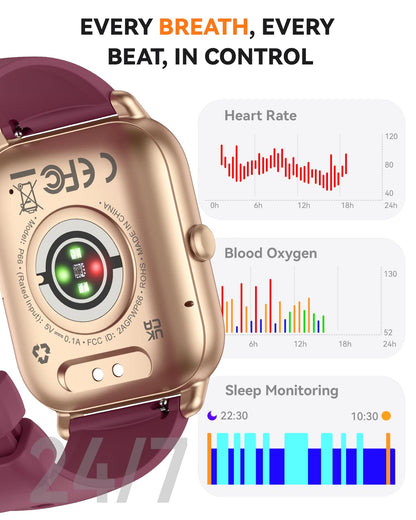 Smart Watches for Men Women, Fitness Tracker with Activity Counter/Sleep Monitor, IP68 Waterproof Smart Watch for Android iPhone iOS Compatible (Jet Black, 1.83)