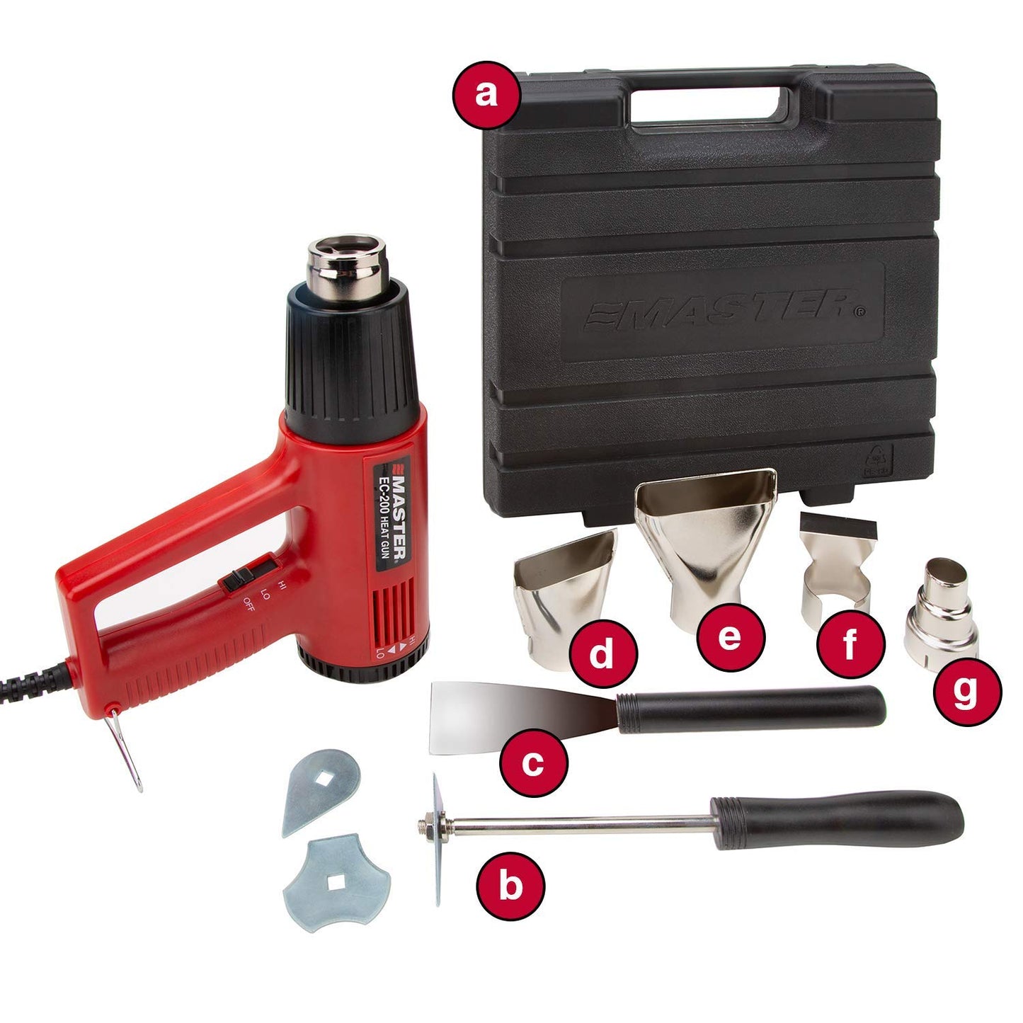 Master Appliance EC-200 Variable Temperature Heat Gun, Hot Air Gun, 120V, 10 Amps, 1200W, for shrink wrap, wire connectors, shrink tubing, crafts, stripping paint