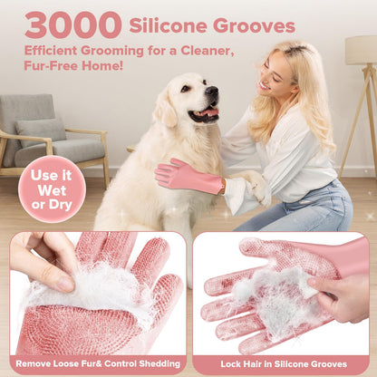 6PCS Grooming & Bath Supplies for Dogs, Cats | Dog Washing Gloves | Dog Bath Brush | Dog Shower Brush | Pet Grooming Gloves | Dog Grooming kit | Pet Supplies for Showerhead & Sprayer (Navy Blue)