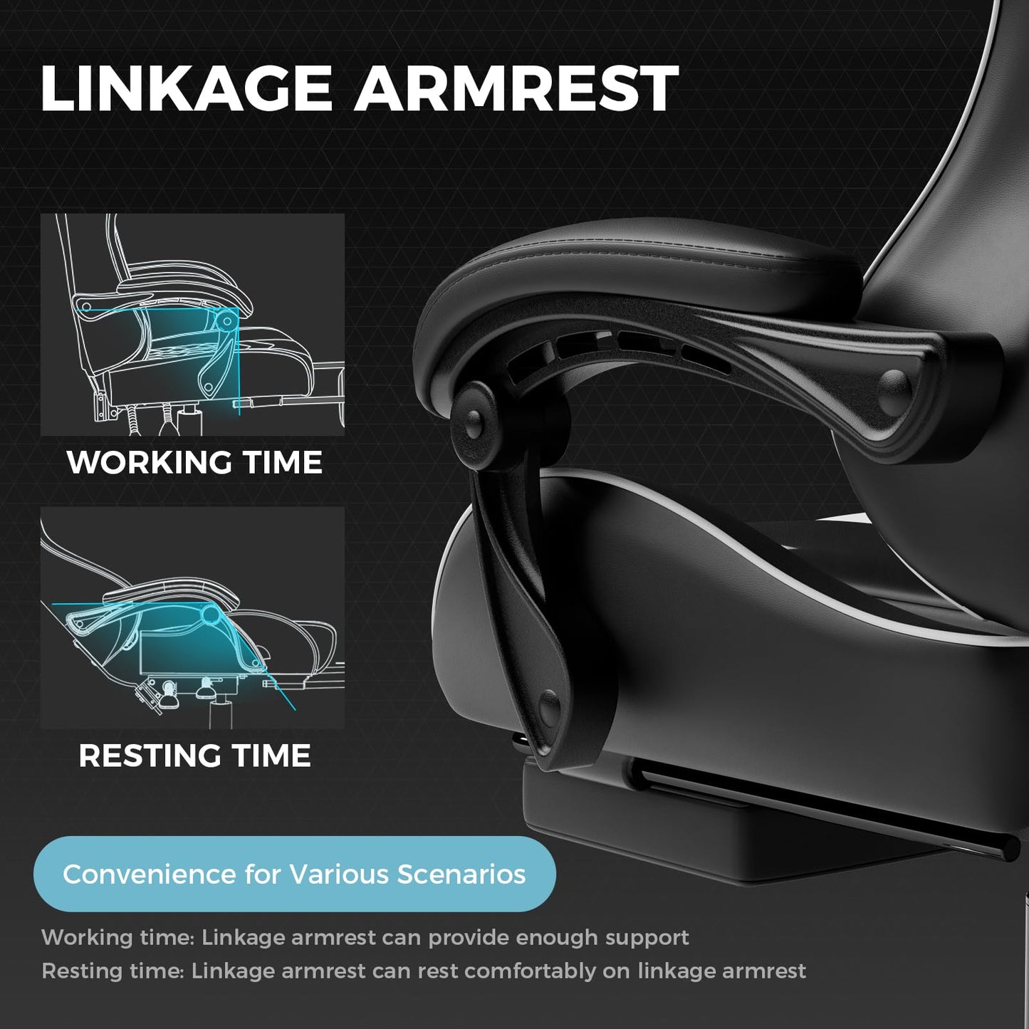 GTPLAYER Gaming Chair, Computer Chair with Footrest and Lumbar Support, Height Adjustable Game Chair with 360°-Swivel Seat and Headrest and for Office or Gaming (Pearl White)