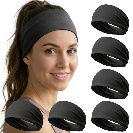 Acozycoo 6 Pack Headbands for Women - Non Slip Soft Wide Hair Bands for Yoga, Fashion, Workouts, Washing Face & Daily Use - Sweat Wicking Stretchy Workout Accessories for All Hair Types