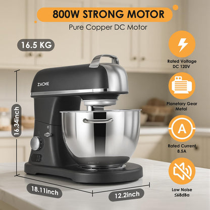 8.4QT Commercial Stand Mixer 800W with Aluminum Die Casting Meets the Standard of NSF/ANSI 8-2023, Mixers Kitchen Electric Stand Mixer with Stainless Steel 8L Bowl, Dough Hook, Whisk and Beater
