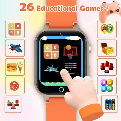 Luyiilo Smart Watch for Kids, with 26 Puzzle Games, Touch Screen, HD Camera, Alarm Clock, Toys for Ages 4-12 Years Old.Birthday Gift for Boys Girls (Blue)
