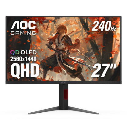 AOC 27 Inch QHD Gaming Monitor 240Hz 0.3ms, Overclock 260Hz, IPS, 2560x1440, G-Sync Compatible, HDR Ready, DisplayPort 1.4 HDMI 2.0, VESA Mount, 3-Year Zero-Bright-Dot, Q27G41ZE