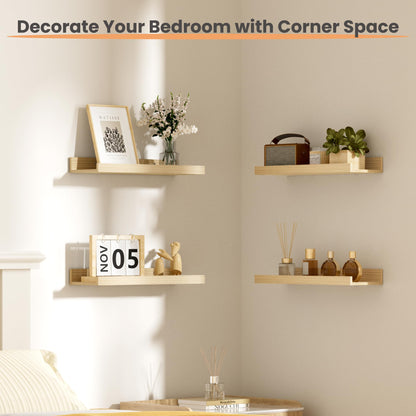 upsimples Floating Shelves for Wall, Wall Shelves for Decor Storage Set of 6, Wall Mounted Wood Shelf for Bedroom, Living Room, Bathroom, Kitchen, Picture Ledge Shelf, Black