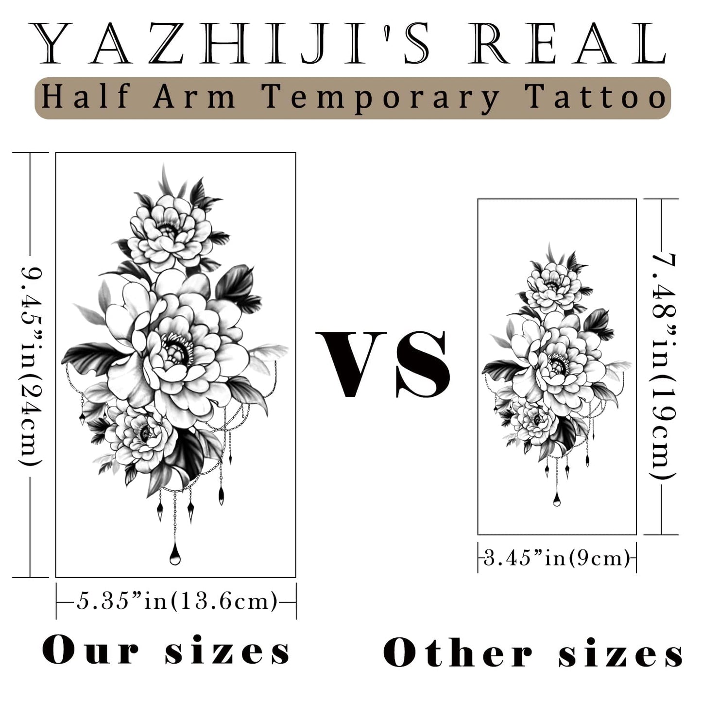 Yazhiji 36 Sheets Temporary Tattoos Stickers, 12 Sheets Fake Body Arm Chest Shoulder Tattoos for Men or Women with 24 PCS Tiny Black Tattoos