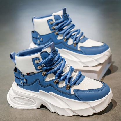 Men's Fashion Platform Sneakers —— Durable, Platform, high - top Casual Shoes, Durable Platform lace - up Casual Shoes, Suitable for Outdoor and Daily wear