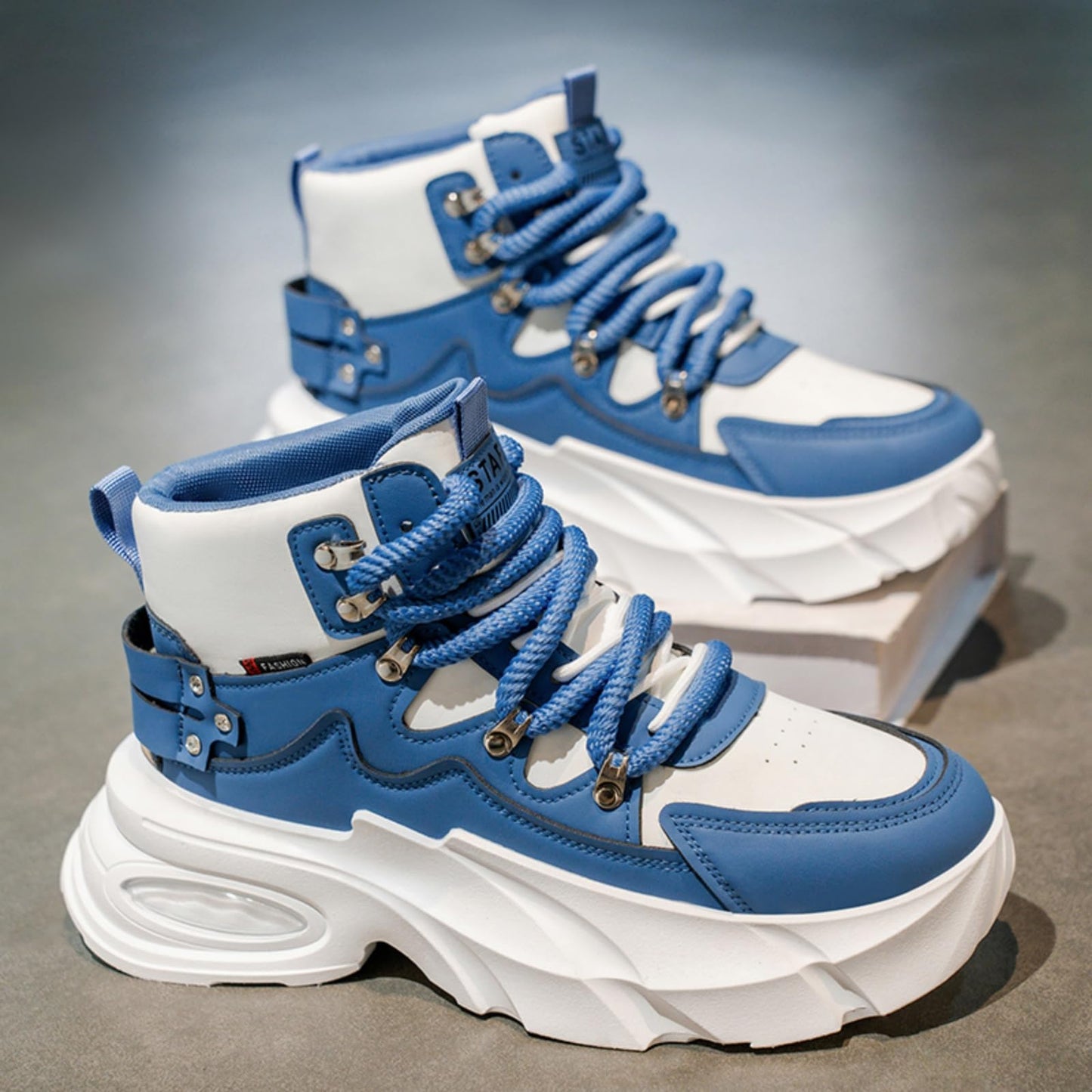 Men's Fashion Platform Sneakers —— Durable, Platform, high - top Casual Shoes, Durable Platform lace - up Casual Shoes, Suitable for Outdoor and Daily wear