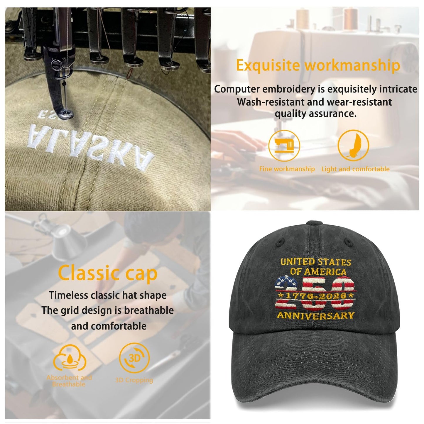 Funny Hat America Hats for Men Gifts for Dad Baseball Cap