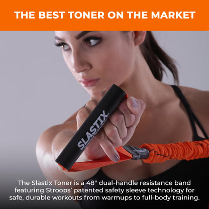 Stroops Slastix Toner Resistance Bands with Handles | Safe Sleeve Exercise Bands for Strength Training, Full Body Workouts, and Home Gym Fitness