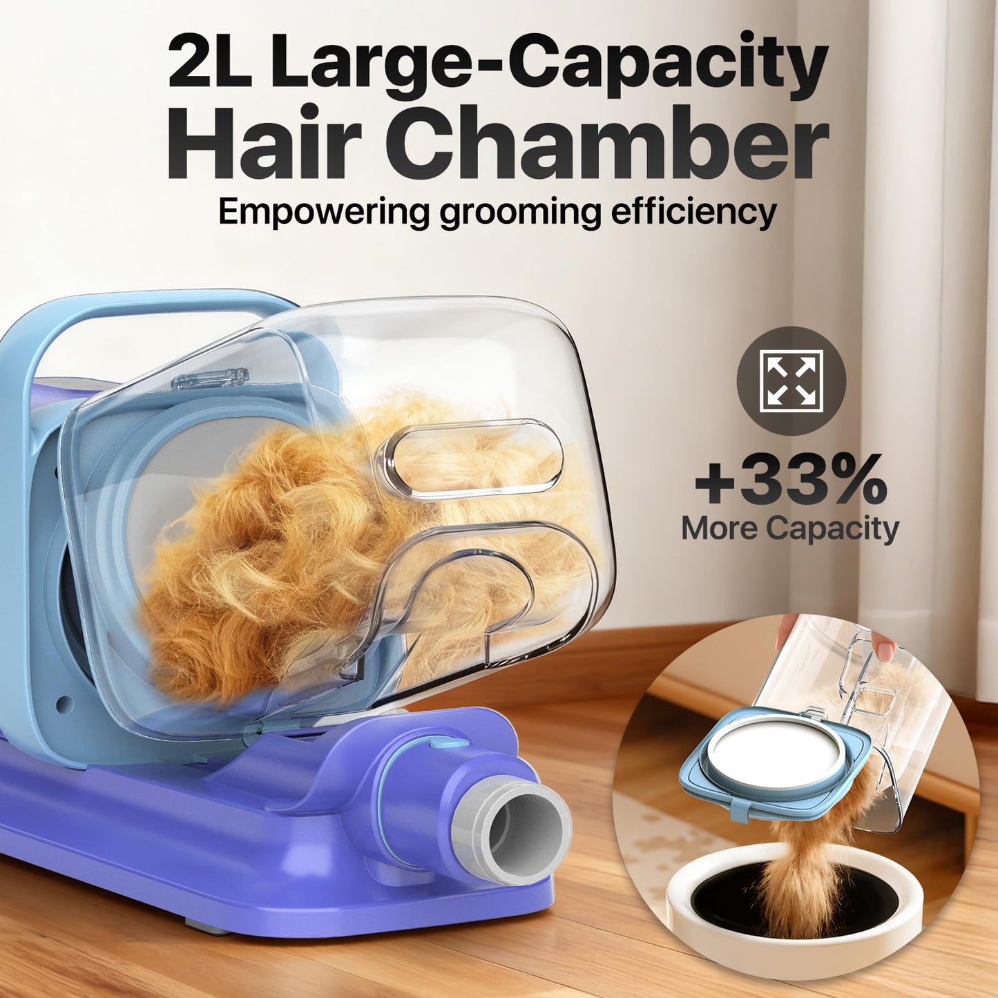 Buenkee Dog Grooming Vacuum Kit, 15000Pa Clipper, Shedding Brush, 2L, White | Brush, trim and deshed at home with less flying fur, mess-control suction and fewer emptying breaks during longer sessions
