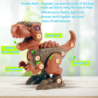 Dinosaur STEM Toys for Kids 3-5, Take Apart Dinosaur Toys with Electric Drill, Educational Building Toy & Construction Set, DIY Christmas Birthday Gifts for 3 4 5 6 7 8 Years Old Boys and Girls