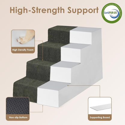 EHEYCIGA Dog Stairs for Small Dogs 13.5" H, 3-Step Dog Steps for Couch Sofa and Chair, Pet Steps for Medium Cats, Non-Slip Balanced Pet Ramp Indoor, Grey