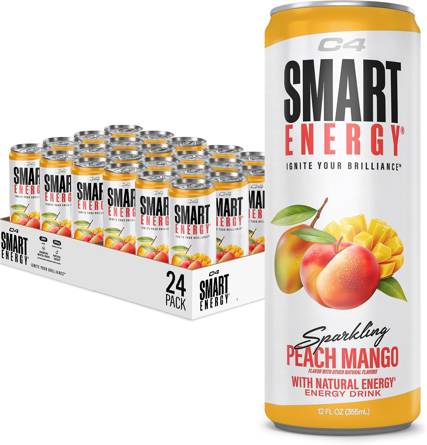 C4 Smart Energy Drinks Variety Pack, Sugar Free Performance Fuel & Nootropic Brain Booster, Coffee Substitute or Alternative, 4 Flavor Berry Breeze Variety (Pack of 24)