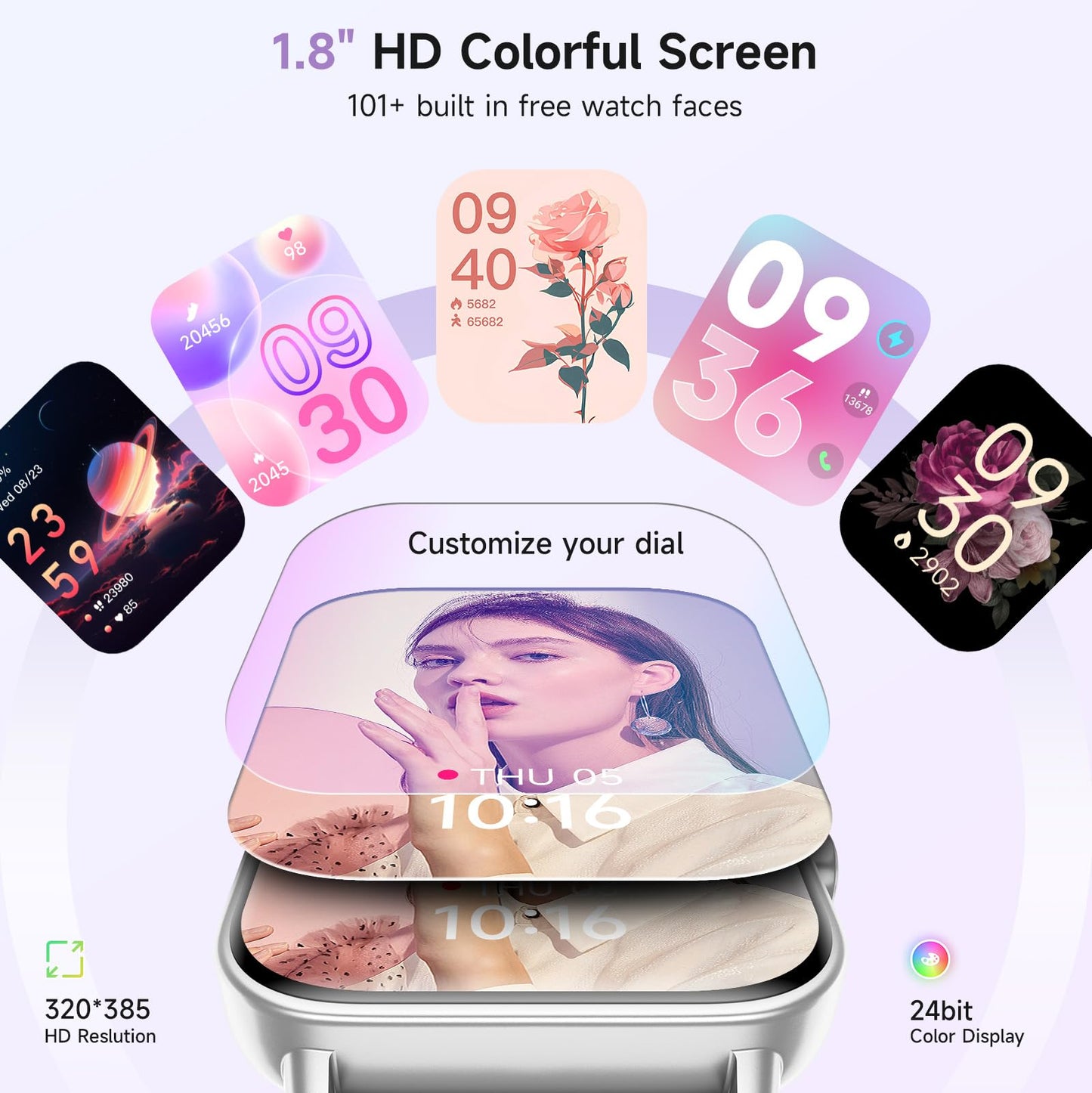 Smart Watch for Women Android & iPhone, Alexa Built-in, IP68 Waterproof Activity Fitness Tracker with Bluetooth Call (Answer/Make), 1.8" Smartwatch with Heart Rate/SpO2/Sleep Monitor, 100+ Sports Mode | Pink