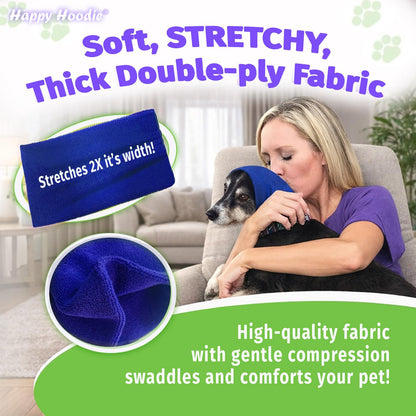 Happy Hoodie The Original Dog & Cat Calming Band - American Brand - Anxiety Relief/Noise Protection - Grooming - Thunder - Fireworks (Large, Black) - Since 2008