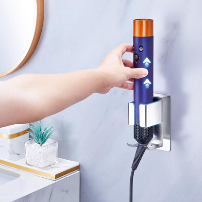 Hair Straightener Holder Wall Mounted Blow Dryer Holder, Blow Dryer and Curling Iron Holder, Hair Dryer and Straightener Holder, Bathroom Hair Tools Organizer and Storage (Black, 1Pc)