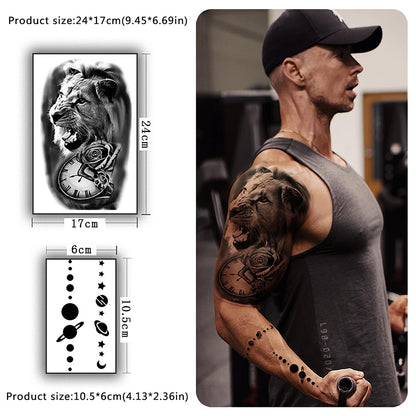 Yazhiji 36 Sheets Temporary Tattoos Stickers, 12 Sheets Fake Body Arm Chest Shoulder Tattoos for Men or Women with 24 PCS Tiny Black Tattoos