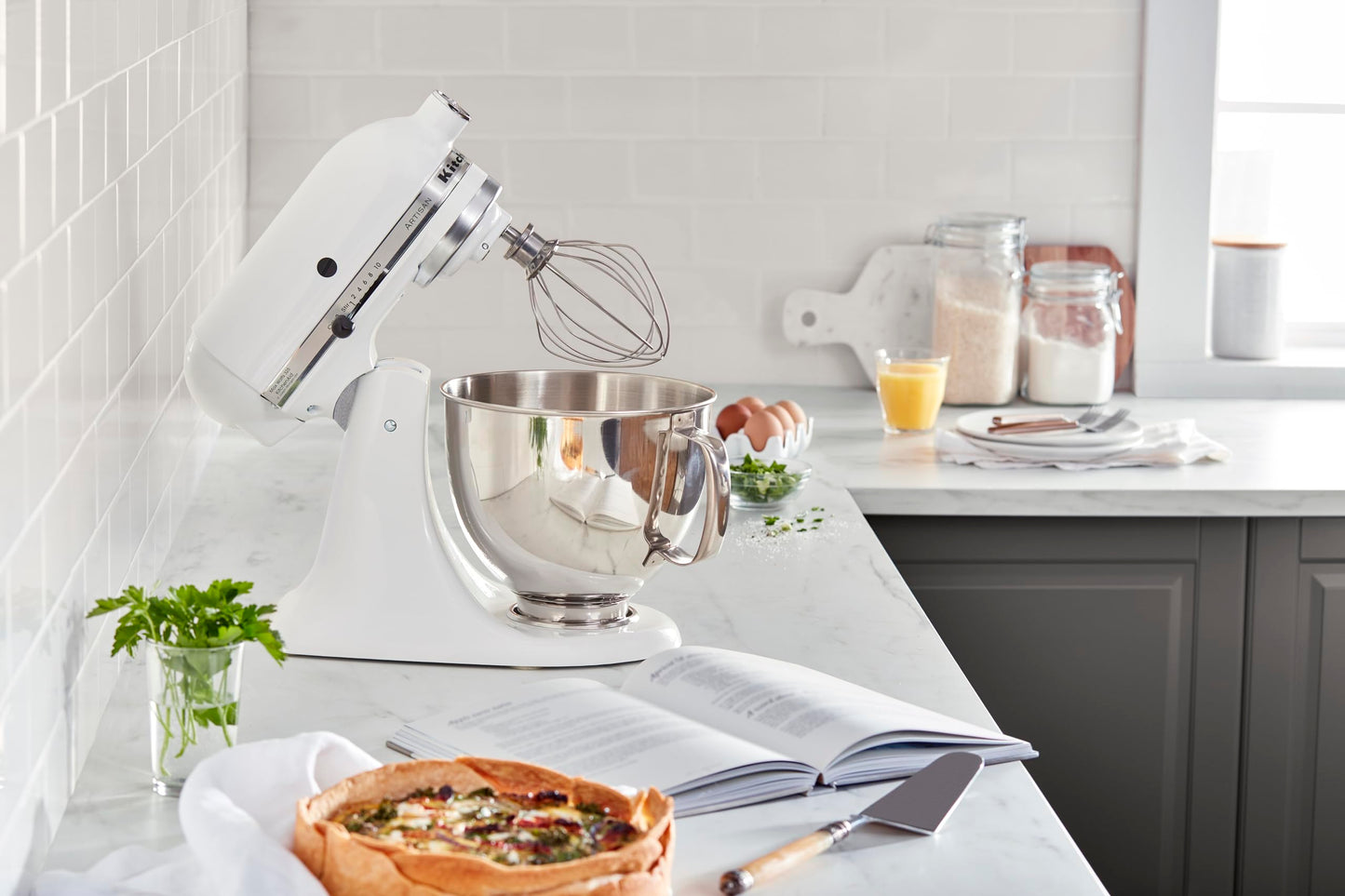 KitchenAid Artisan Series 5 Quart Tilt Head Stand Mixer with Pouring Shield KSM150PS, Almond Cream