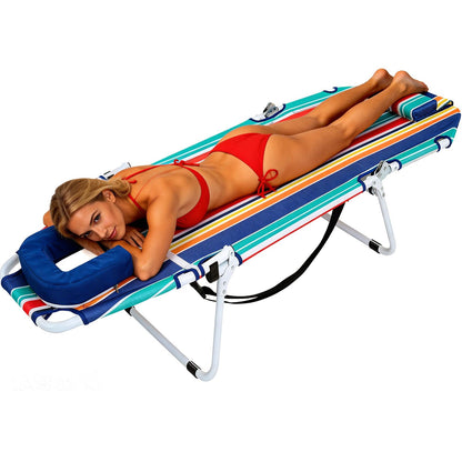 MOPHOTO Folding Lounge Chair 5-Position, Folding Cot, Portable Outdoor Chaise Lounge Chair for Sun Tanning, Perfect for Pool Beach Patio Sunbathing