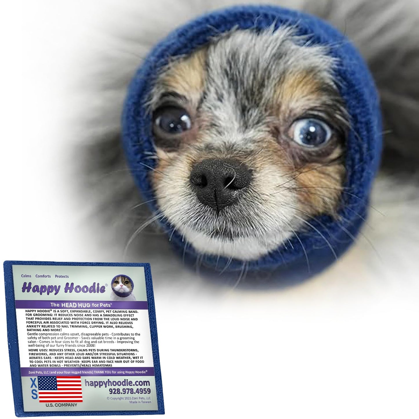 Happy Hoodie The Original Dog & Cat Calming Band - American Brand - Anxiety Relief/Noise Protection - Grooming - Thunder - Fireworks (Large, Black) - Since 2008