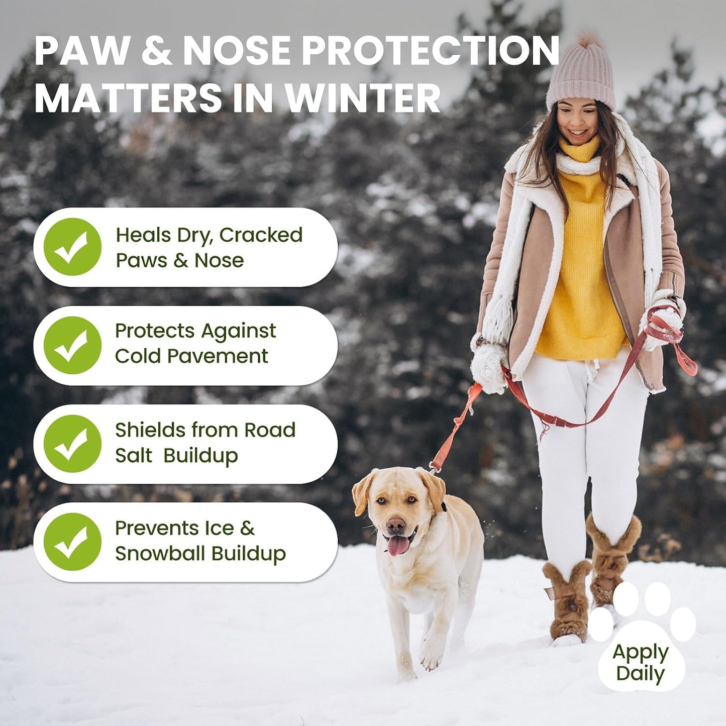 PawSono Lick-Safe Dog Paw & Nose Balm with Coconut Oil | All-Natural Dog Paw Protector Against Hot Pavement & Sand, Great for Dogs who Hate Dog Booties or Shoes (2.1 oz / 60 g)
