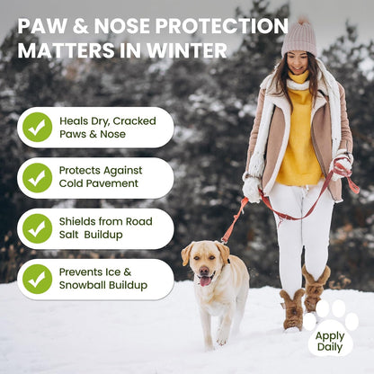 PawSono Lick-Safe Dog Paw & Nose Balm with Coconut Oil | All-Natural Dog Paw Protector Against Hot Pavement & Sand, Great for Dogs who Hate Dog Booties or Shoes (2.1 oz / 60 g)