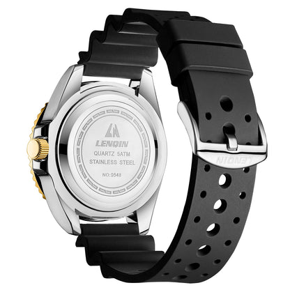 LN LENQIN Mens Watches Stainless Steel Waterproof Analog Quartz Watch for Men with Date Luminous Fashion Wristwatch