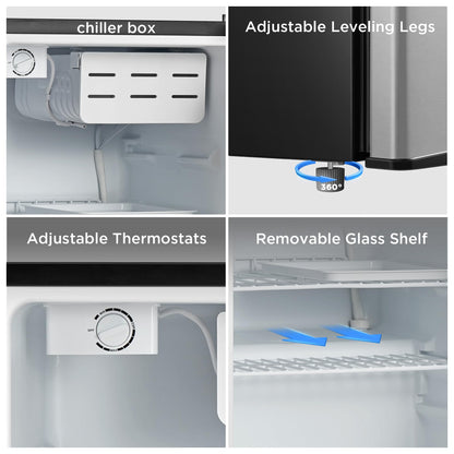 Midea WHS-65LB1 Mini Fridge, 1.6 Cu.ft Energy Star Certified Mini Refrigerator, Adjustable Thermostat, Reversible Door, Low Noise for Dorm, Office, Bedroom, Black