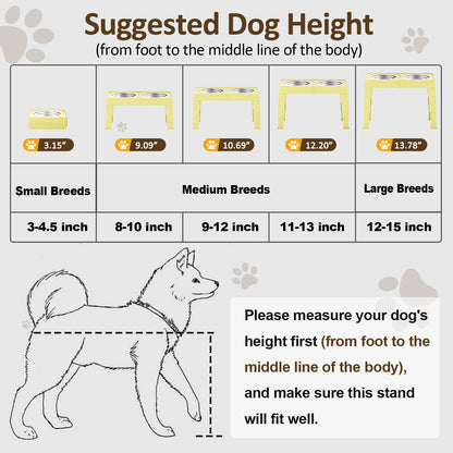 XIAZ Elevated Dog Bowls Large Breed Raised Dogs Bowl Stand Large/Medium Sized Dog Stainless Steel Food Water Bowl Stands 5 Heights Adjustable 9/11/12/14in Black Pet Feeder Dish Station