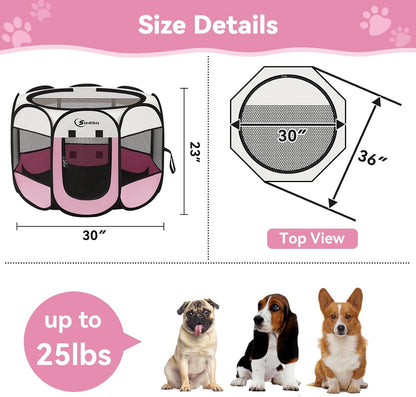 Siedihit Dog Cat Playpen, Puppy Pet Playpen Indoor for Small Dog Crate Tent Cage Outdoor, Portable Pop Up Dogs Enclosure Kennel with Carrying Case for Dogs/Cats/Rabbits(Grey, Small