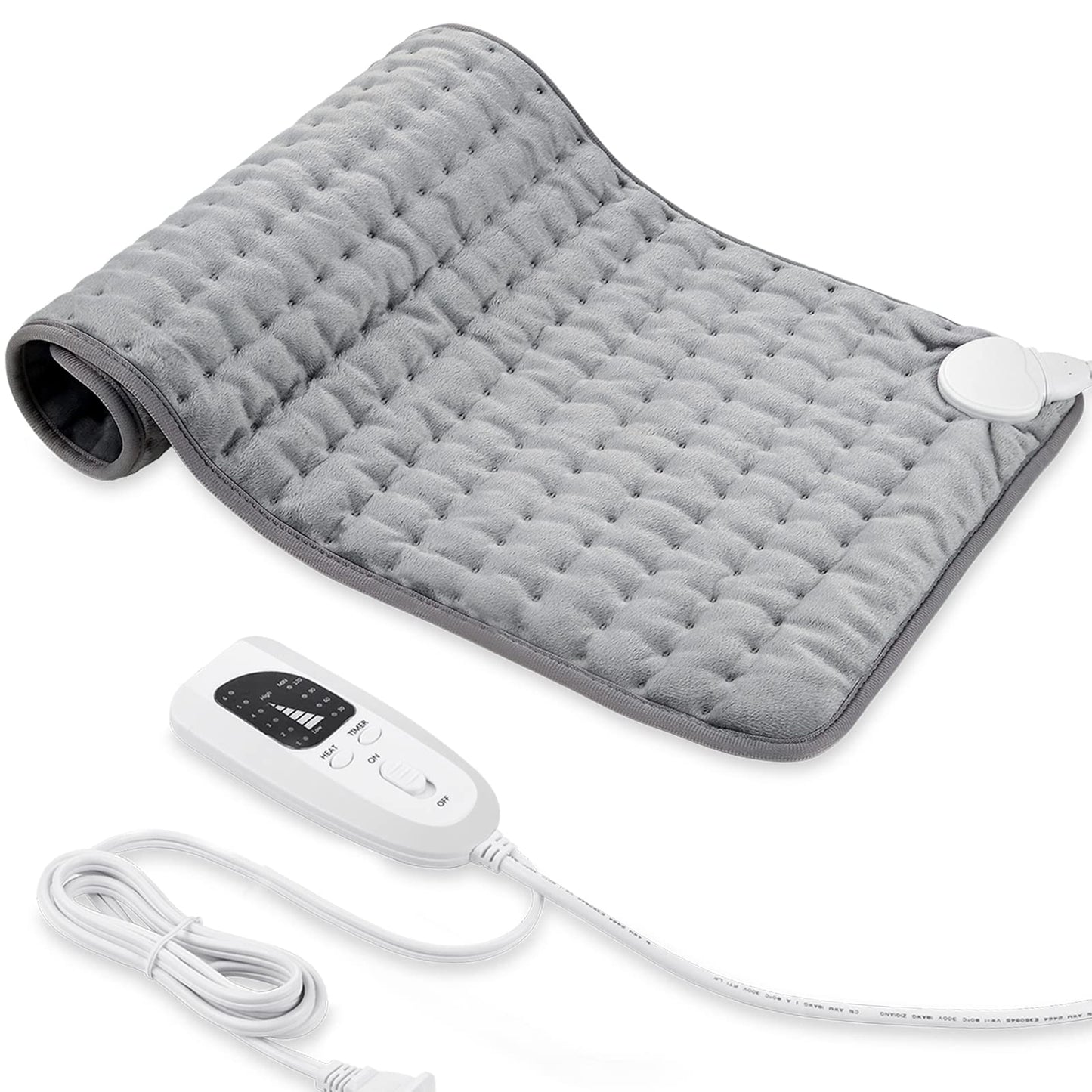 Electric Heating pad with 6 Heat Settings, Auto Shut Off, Dry Electric Heating for Back Neck Knee Arms Legs Shoulder Heat Pads for Christmas Birthday Father Mother's Day (24"X12", Gray Green)