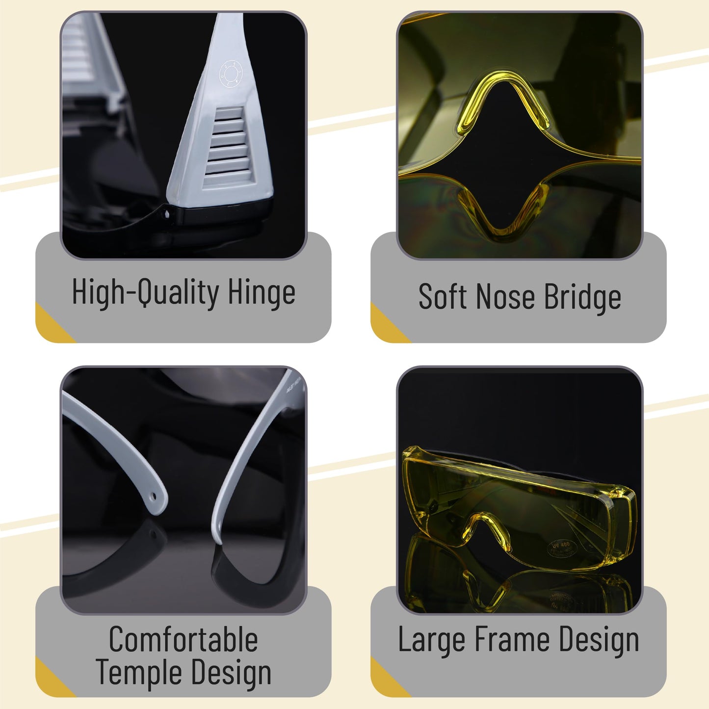 UNCO- Safety Goggles Over Glasses, Protective Goggles, Anti Fog, Work, Safety Glasses Over
