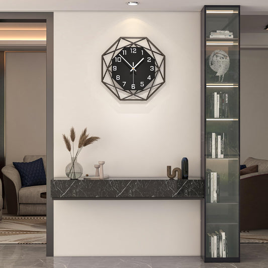 Modern Wall Clocks for Living Room Decor 12in Black Wall Clock Silent Non-Ticking Quartz Battery Operated for Office Kitchen Bedroom Bathroom Minimalist Small Clock Decoration Easy to Read