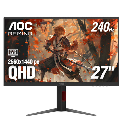 AOC 27 Inch QHD Gaming Monitor 240Hz 0.3ms, Overclock 260Hz, IPS, 2560x1440, G-Sync Compatible, HDR Ready, DisplayPort 1.4 HDMI 2.0, VESA Mount, 3-Year Zero-Bright-Dot, Q27G41ZE