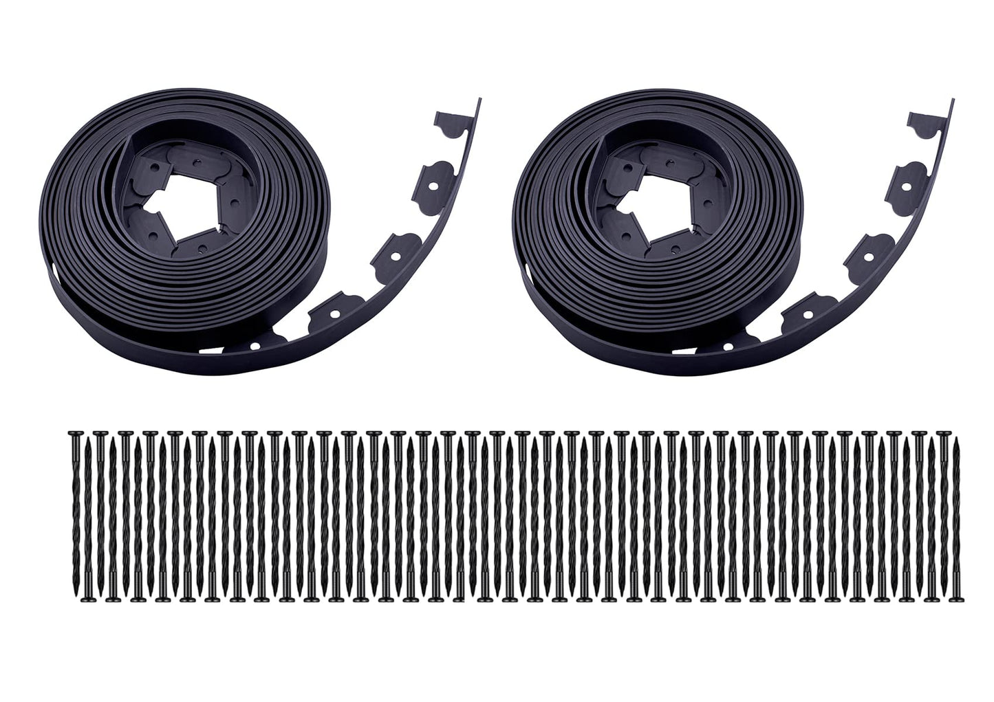 Garden Edging，40ft Landscape Edging with 40 Spikes for Lawn 2 Inch Tall(Black, 40FT)