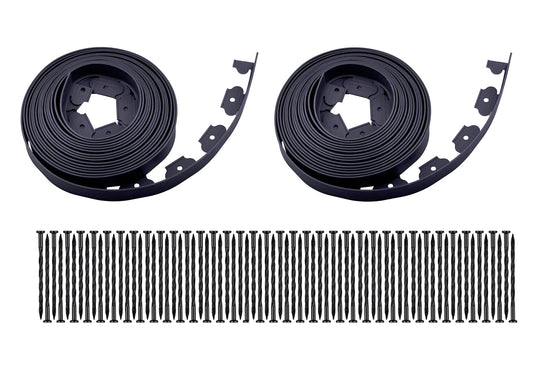 Garden Edging，40ft Landscape Edging with 40 Spikes for Lawn 2 Inch Tall(Black, 40FT)