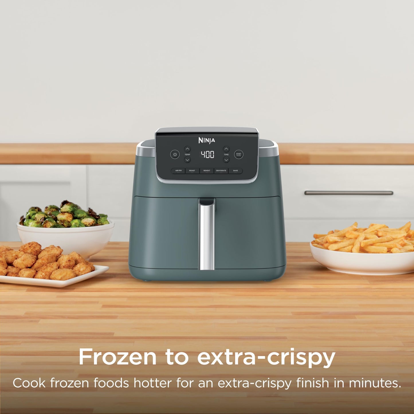 Ninja Air Fryer with Air Crisp | 5 QT Capacity fits up to 4lbs of Fries | 4-in-1 Pro Air Fry, Roast, Reheat, Dehydrate | 400°F Max Temp | 1750 Watts | W/Nonstick Basket & Crisper Plate | Grey | AF141