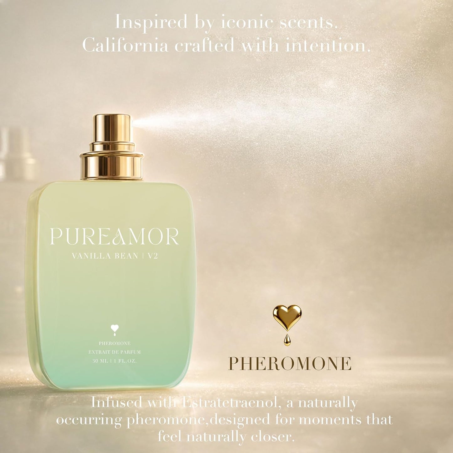 Pheromone Perfume for Women, Amber Noir Extrait de Parfum - Long Lasting Vanilla Amber Scent, 30% High Concentration, Full Size Fragrance Spray, 1.0 oz / 30 ml
