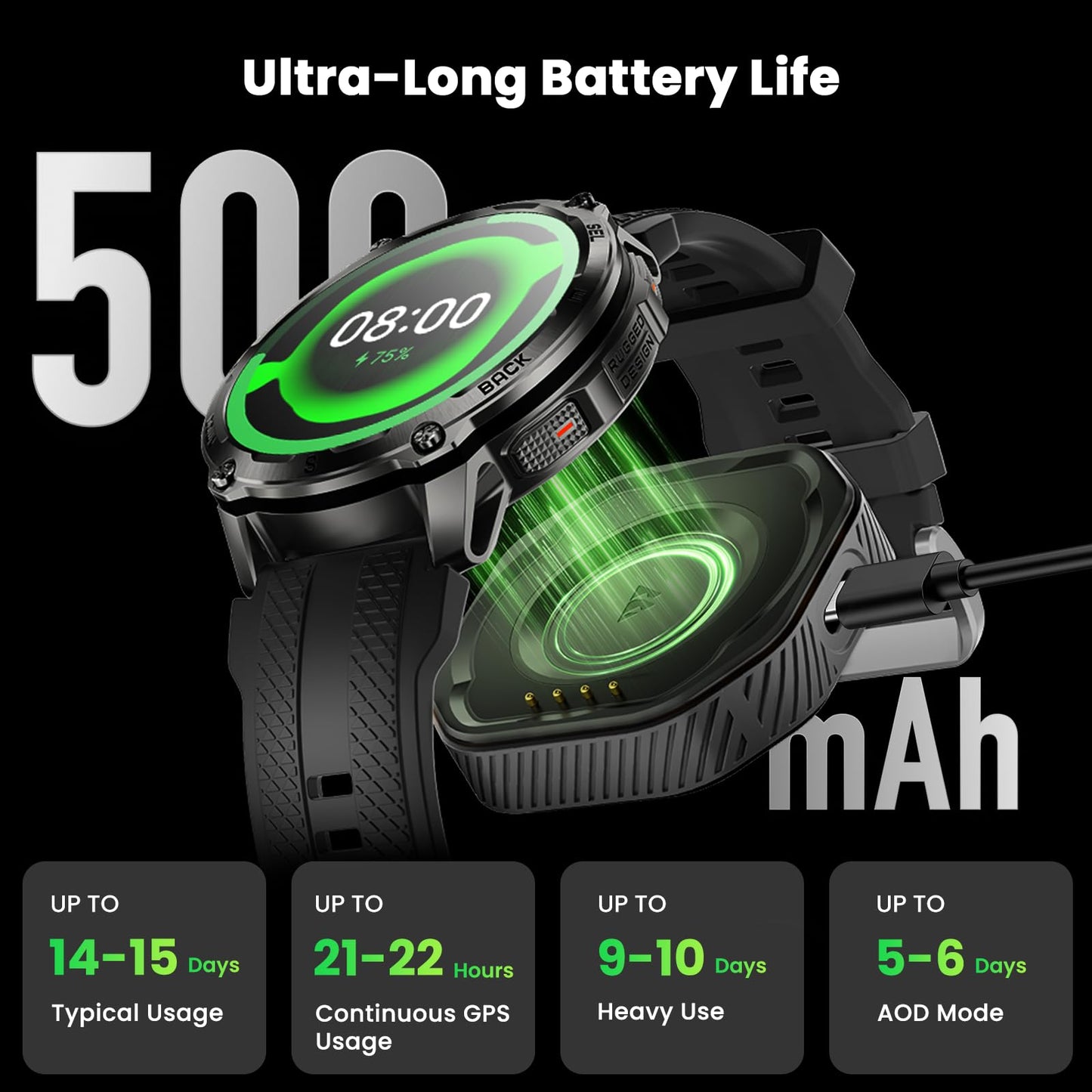 KOSPET Tank T4 Rugged Smart Watch for Men, GPS & Offline Maps, Full Stainless Steel, 10ATM Waterproof 45m Freediving, 180+ Sports Modes, 15-Day Battery, Bluetooth Calls, Heart Rate & Sleep Monitor