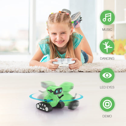 ALLCELE Girls Robot Toy, Rechargeable RC Robot for Kids, Remote Control Toy with Music and LED Eyes, Gift for Children Age 3 Years and Up - Pink