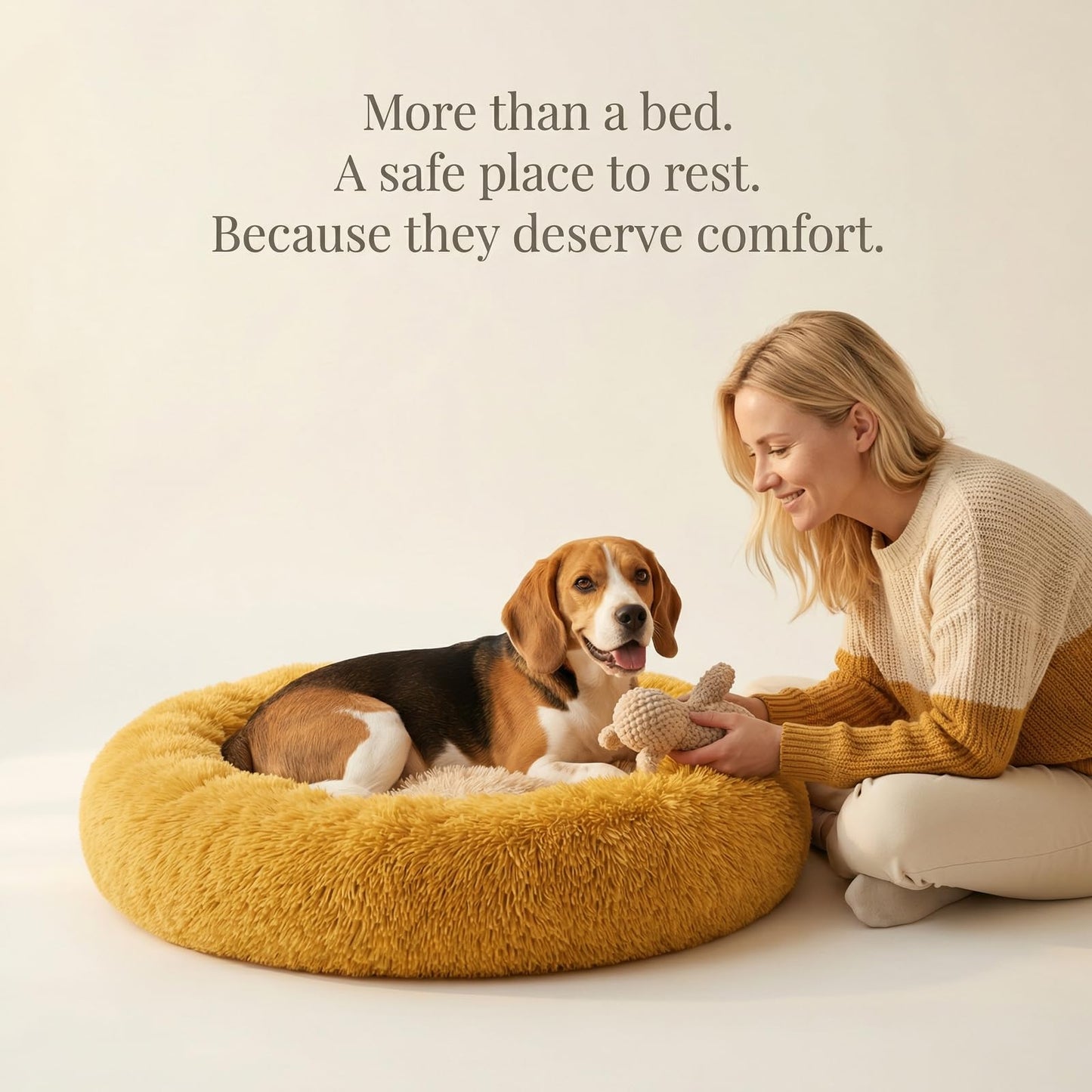 Small Calming Dogs Bed for Small Dogs Anti-Anxiety Machine Washable Fluffy Luxury Anti-Slip Waterproof Mute Base Warming Cozy Soft Pet Puppy Round Bed