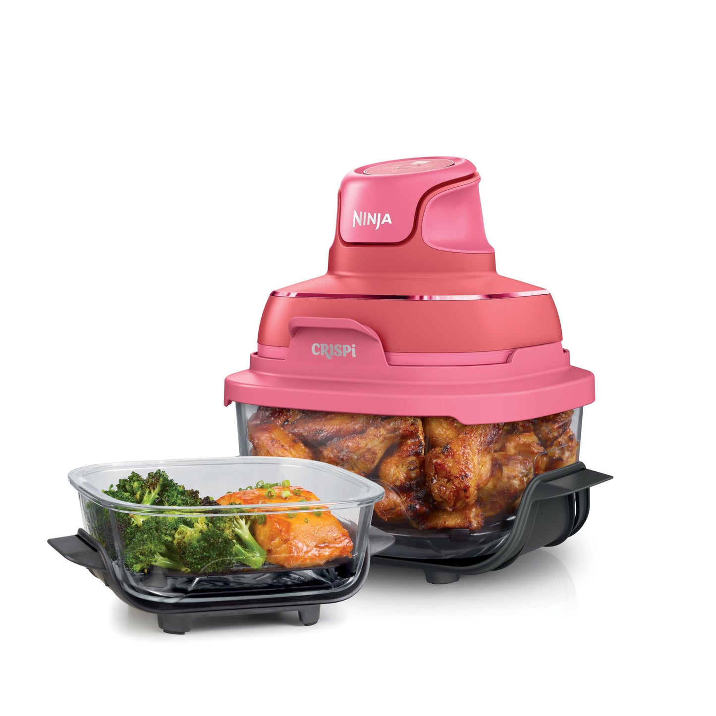 Ninja Crispi 4 in 1 Glass Air Fryer, 450°F, Non Toxic, 4QT and 6 Cup Containers with Lids, Dishwasher Safe, Cyberspace Gray, 1 Count, FN101GY